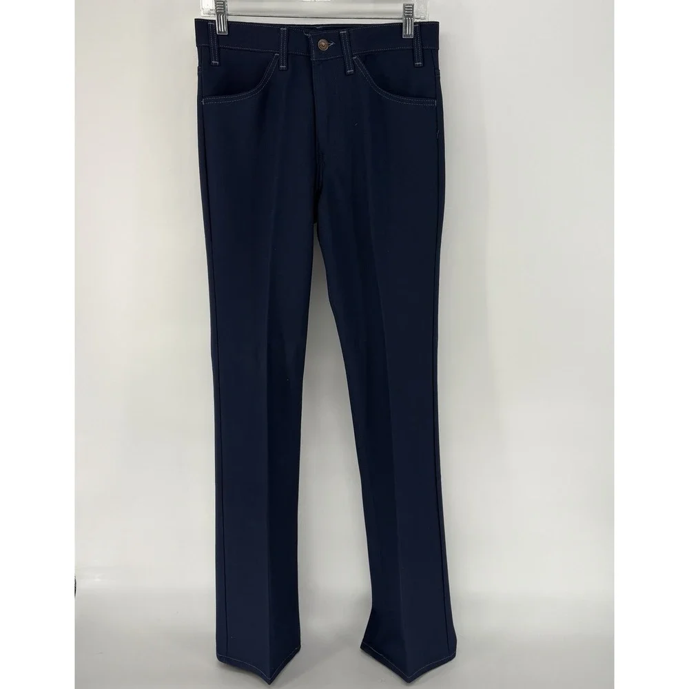 New VTG 70s Levis Saddle Man Jeans Western‎ Cowboy Polyester Pleated Pants 30X34